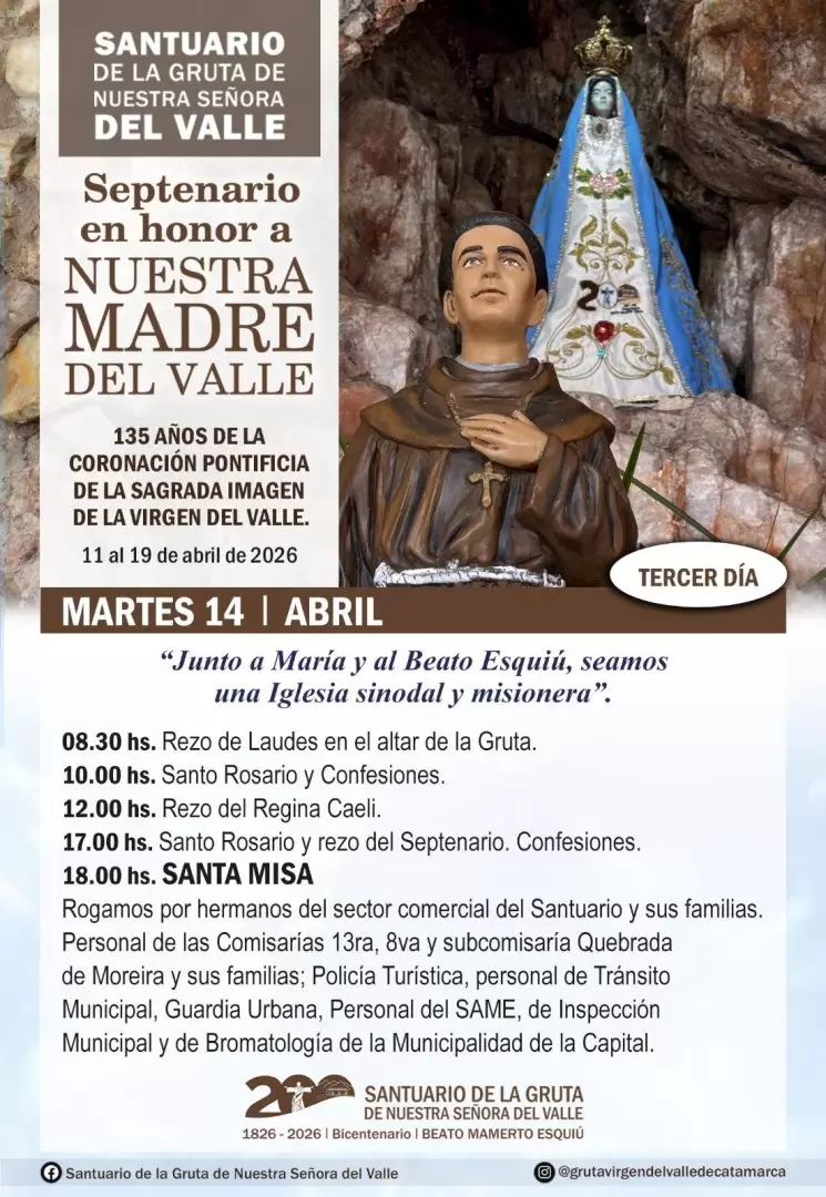 virgen del valle programa gruta martes