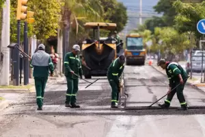 Avanzan las obras de repavimentaci�n en Av. Gal�ndez y Av. San Mart�n