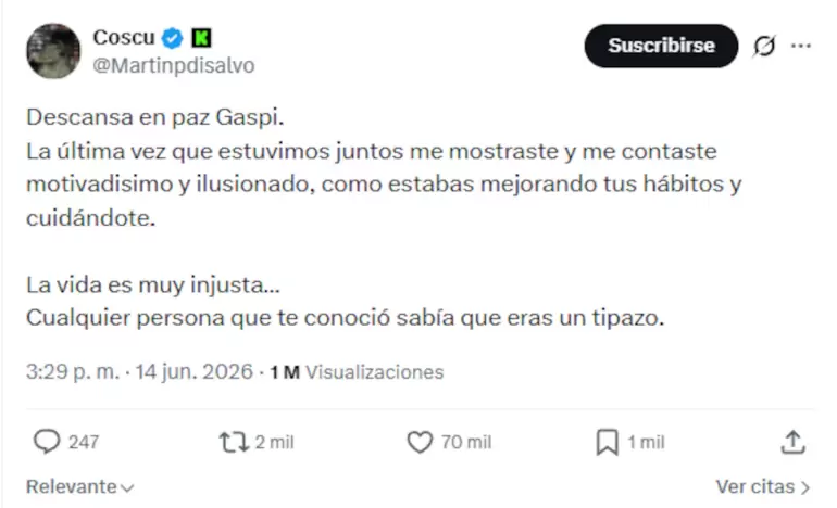 gaspi muerte reacciones