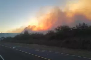 Voraz incendio en la Ruta n� 4, camino a El Rodeo: eval�an el uso del helic�ptero