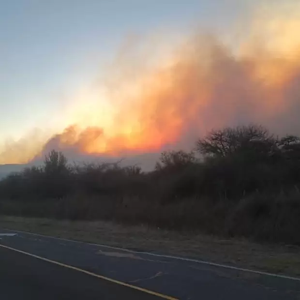 Voraz incendio en la Ruta n� 4, camino a El Rodeo: eval�an el uso del helic�ptero