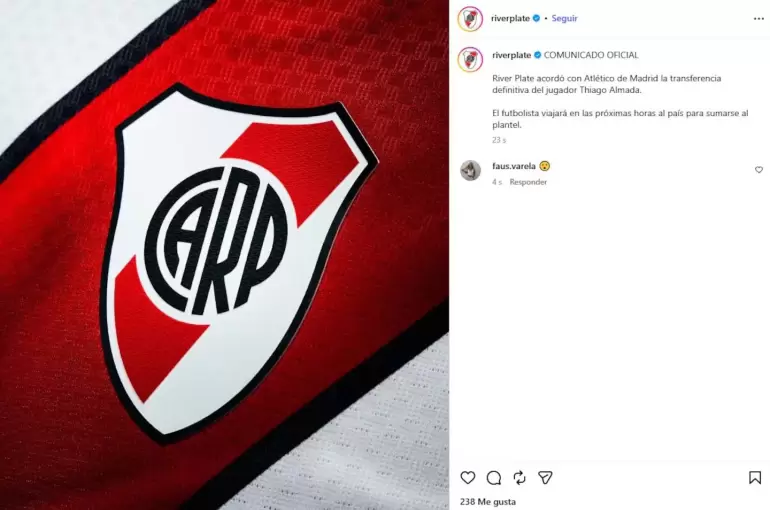 River confirmó a Thiago Almada y concretó la compra más cara de la historia del fútbol argentino