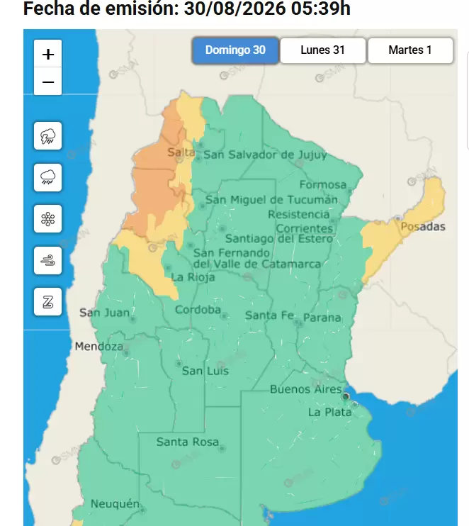 smn alerta naranja