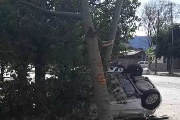Catamarca: volc� un autom�vil tras chocar contra una garita y un poste