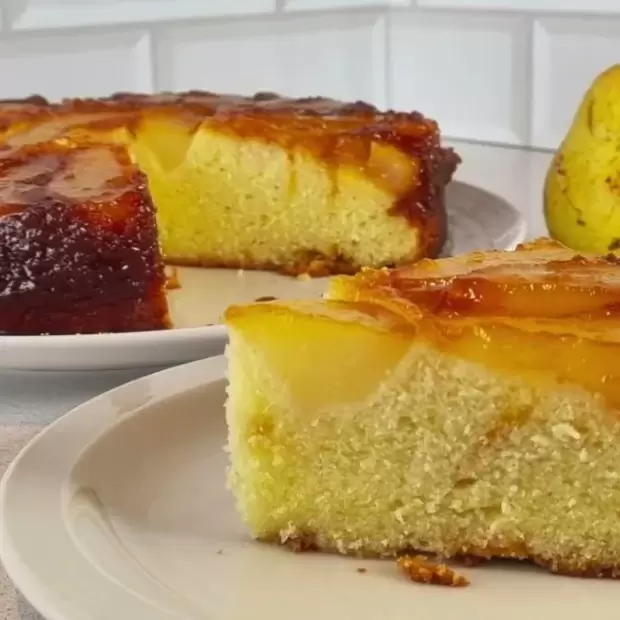 C�mo hacer tarta invertida de peras en 35 minutos con caramelo casero