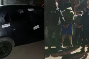 Intentaban sustraer una rueda de una camioneta y los atraparon