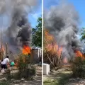 Dram�tico incendio en Banda de Varela: vecinos enfrentan las llamas con baldes