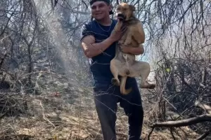 Un hombre rescat� a un perro en medio del incendio en Banda de Varela