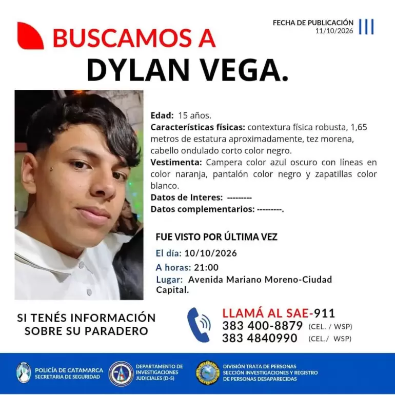 INTENSA B�SQUEDA DE UN ADOLESCENTE DE 15 A�OS