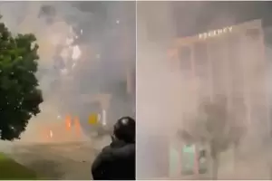 Video: los hinchas de Vasco da Gama tiraron fuegos artificiales frente al hotel de Boca