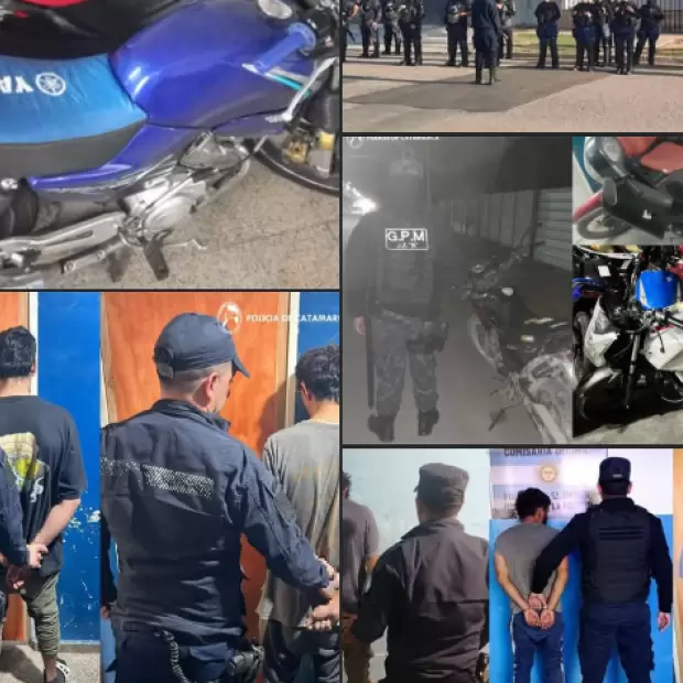 Operativos en Catamarca: 11 arrestados, 5 motos secuestras y una camioneta