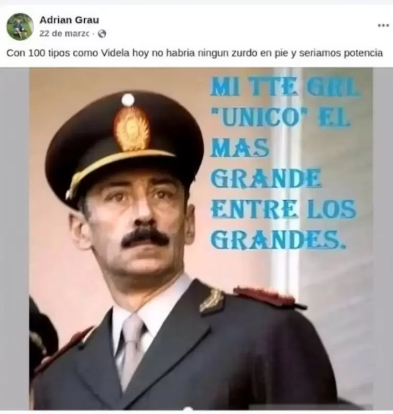 Denunciaron a un candidato de Bariloche por publicaciones que reivindican a Videla