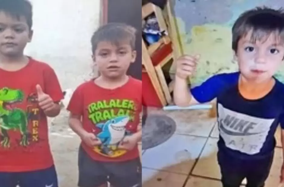 Bairon y su hermano Rom�n y su primo Josu�